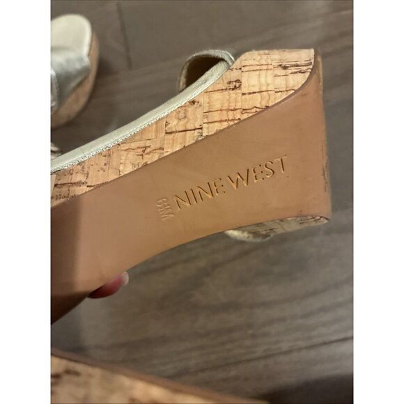 Nine West Silver Tan Cork High Heel Sandals 6.5 - Picture 6 of 6